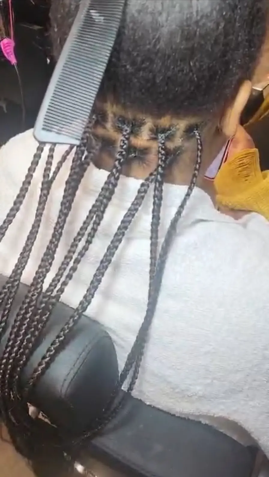 Before and after knotless braids at Beauty by Haks — before